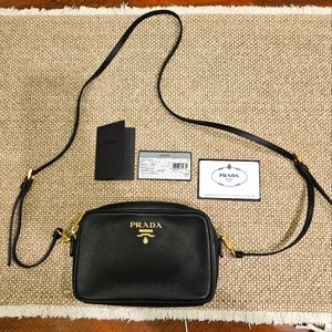 Prada small black saffiano lux crossbody